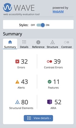 Screenshot of wave -- a WCAG evaluation tool