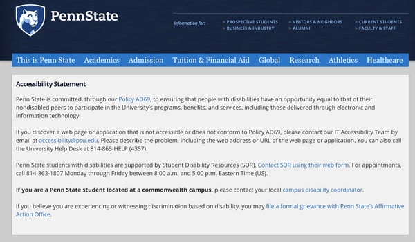 Illustration of an institution's accessibility statement.