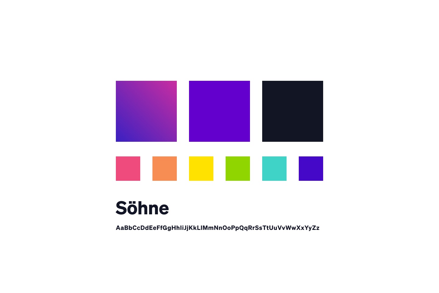 An image of a color palette and font that are examples of components of a brand style guide. 